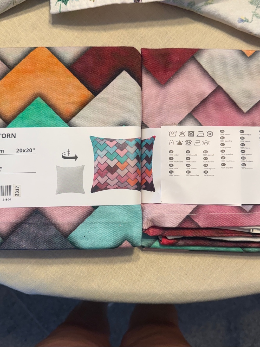 IKEA Kristtorn Geometric Chevron Pillow Covers - Multicolor set of 2 NWT